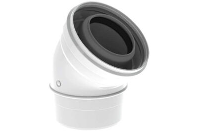 Burgerhout TwinSafe rookgasbocht 45° 80-125 mm concentrisch PP wit