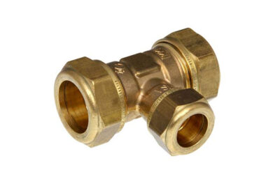 Knelkoppeling T-stuk verloop 22x15x22mm messing 28x15x28mm 28x22x28mm